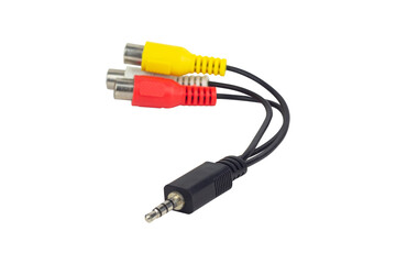 Adapter Value Jack to 3 RCA M/F, audio cable isolated from background