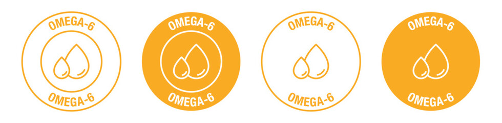 Omega-6 vector symbol in orange color - obrazy, fototapety, plakaty