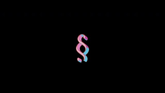 Bright letters jump merrily in the inscription Section Sign. Retro. Alpha channel black. In-Out looped. Alpha BW at the end. Looped from frame 120 to 240, Alpha BW at the end
