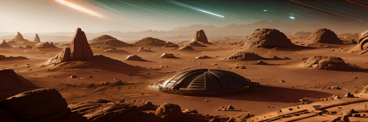 Futuristic scifi city on earth like planet. Extremely detailed an realistic high resolution concept design illustration