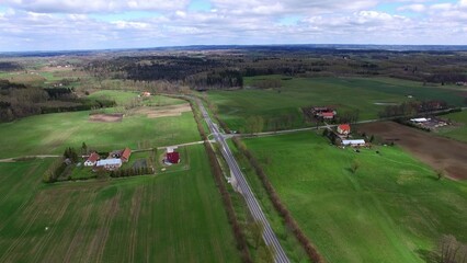 Fototapeta na wymiar Aerial of Farmland Scenic Landscape in Poland Europe