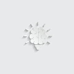 Light bulb with brain icon vector. Idea icon, thinking, solution concept. 