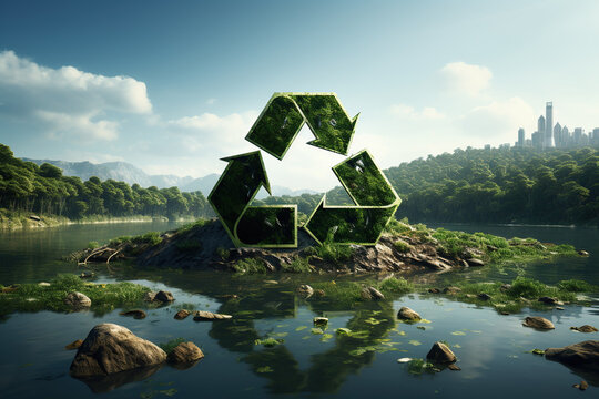 Recycle Symbol, Eco Friendly,  Earth Day, Sustain Ecology, Climate Change, Save The World, Ecosystem Social Network Concept, AI Generative..