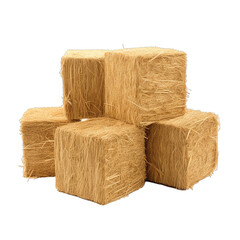 straw bales on a white background. Generative AI.