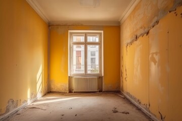 Room yellow shabby renovation. Generate Ai