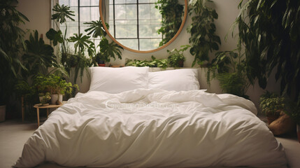 A bed with a white mattress and a white pillow on its