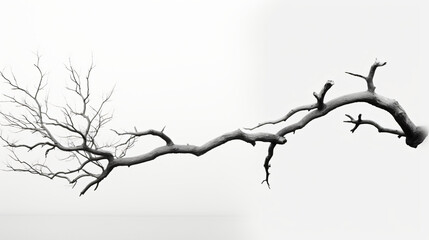 A black and white photo of a dead tree branch - obrazy, fototapety, plakaty