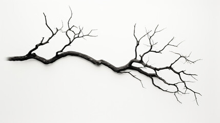 A black and white photo of a dead tree branch