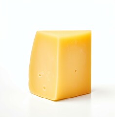A block of cheese on a white table