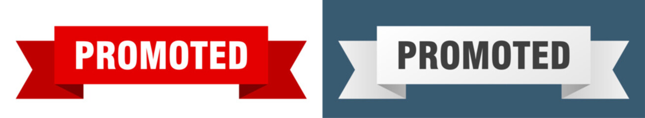 promoted ribbon. promoted isolated paper sign. banner