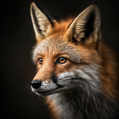 Naklejka na ściany i meble amazing fox portait photography black background, Generative AI