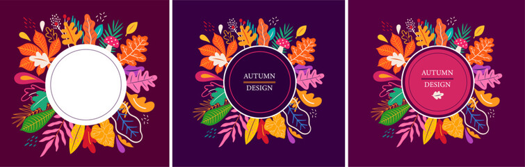 Autumn colorful templates with autumn leaves
