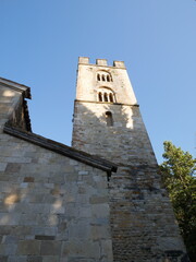 Fototapeta na wymiar Sanctuary of Santa Maria di Canneto - Roccavivara - Molise : Bell tower of 1329, with narrow single lancet windows