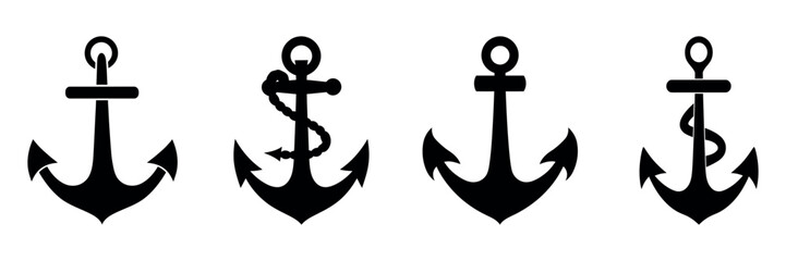 Anchor icon set isolated. Vector illustration