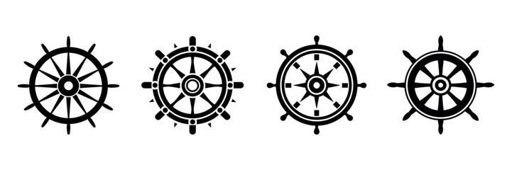 Steering wheel.Set of boat steering wheel in flat style. Vector illustration