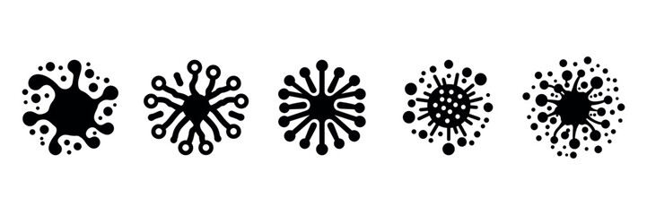 Set of bacteria, superbugs and viruses icons isolated. Vector illustration