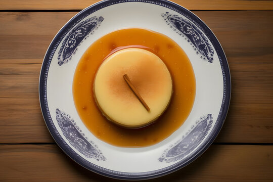 Quesillo, traditional dessert in a dish