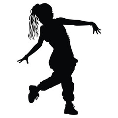 Breakdance Girl Silhouette on White Background