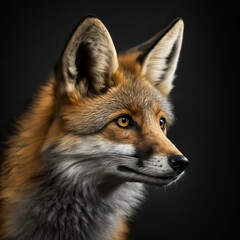 fox portrait photography close up black background