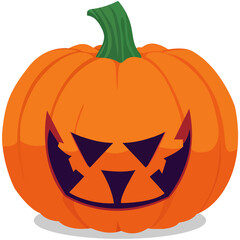 Halloween pumpkin in flat style for poster, banner, greeting card. Vector illustration.