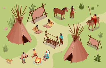 Isometric Indians Habitat Composition