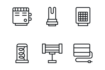 Set of thin line heating and cooling Icons.