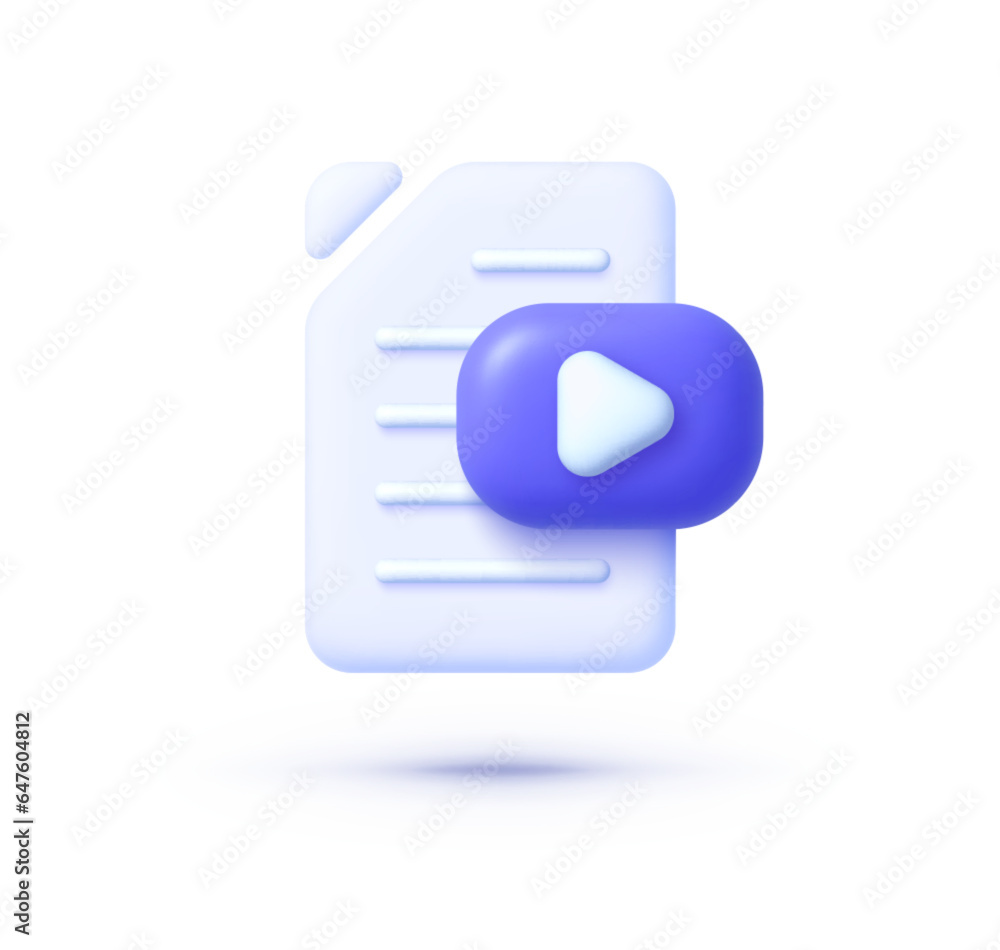 Poster play file 3d. data technology. information technology. design element. vector icon illustration