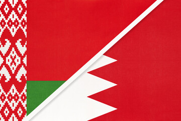 Belarus and Bahrain, symbol of country. Belarusian vs Bahraini national flags.