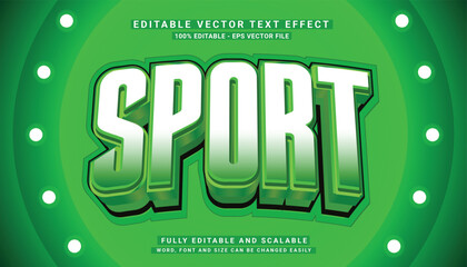 Naklejka premium SPORT 3D TEXT EFFECT EDITABLE VECTOR SOCCER FOOTBALL BASKET BADMINTON GREEN LIGHT GLOW IN THE DARK