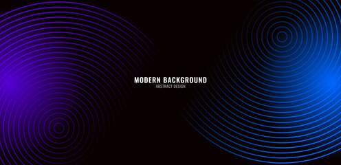 Abstract futuristic technology lines background with purple and blue light effect. Gradient circle line pattern design. Glowing lines vector. Perfect for banner, poster, cover, landing page, etc.