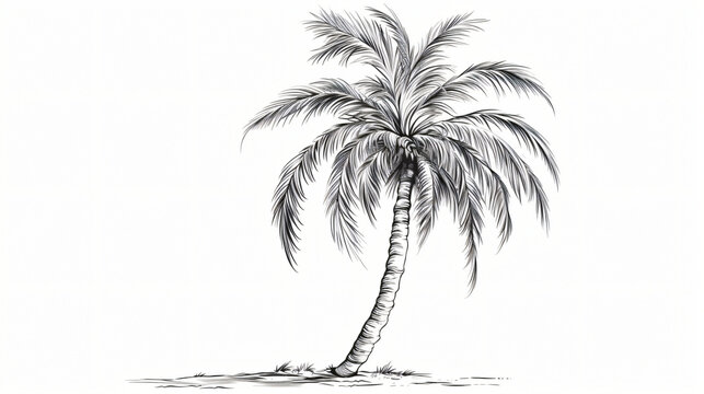 A drawing of a palm tree on a white background