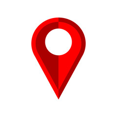 Red location pin tag mark icon flat vector design