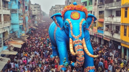 elephant Ganesha on parade - obrazy, fototapety, plakaty