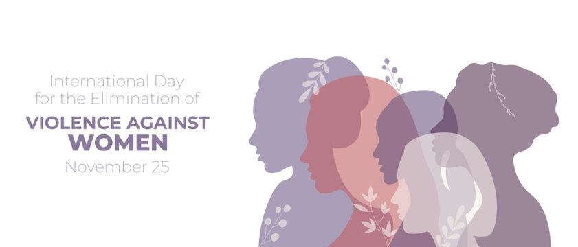 International Day for the Elimination of Violence Against Women.Horizontal banner with silhouettes of women.Vector illustration.