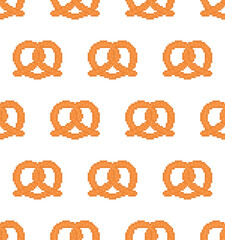pixel pretzel Seamless Pattern vector pretzel background  pixel art 8 bit game