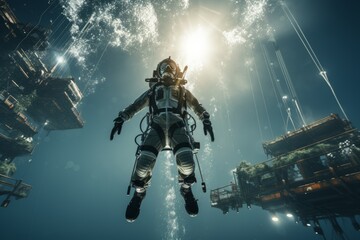 Fototapeta premium High Diver Suspended, Generative AI