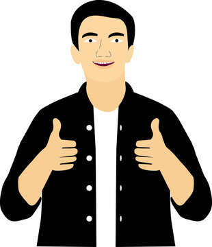 Handsome Man giving thums up vector illustration designed