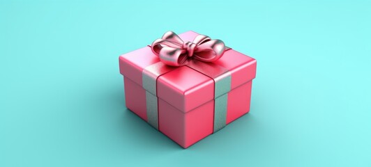 Obraz premium colorful ribbon gift box present copyspace, ai