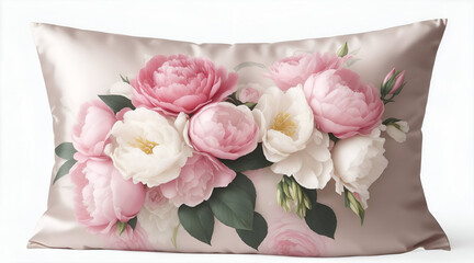 Pink and White Floral Silk Pillowcase