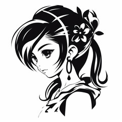 Black and white women tattoos, anime style.