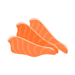 スモークサーモン。フラットなベクターイラスト。
Cold-smoked salmon. Flat designed vector illustration.
