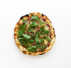 Pizza isolated on white background. Pizza top view.