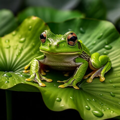 green frog on a leaf
