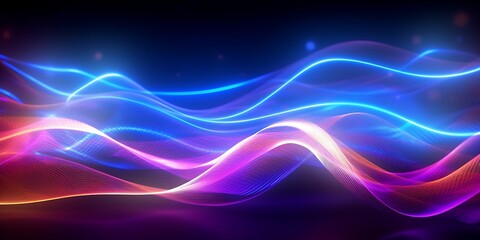Fototapeta na wymiar 3d render. Abstract futuristic background with blurry glowing wave and neon lines. Spiritual energy concept, digital fantastic wallpaper with, Generative AI