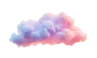 3d render, soft pastel cloud isolated on white background. Colorful cumulus. Fantasy sky clip art element, Generative AI