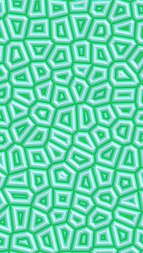 Green polygons loop, abstract voronoi pattern background. Vertical video.