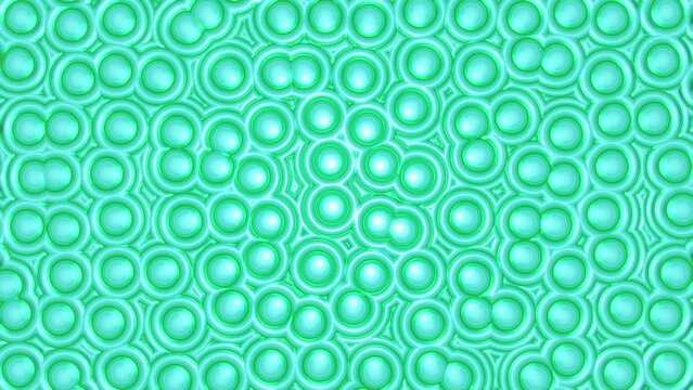 Green bubbles loop, abstract voronoi pattern background.