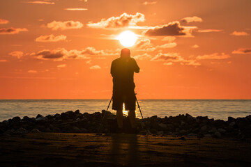 silhouette of a person on the beach