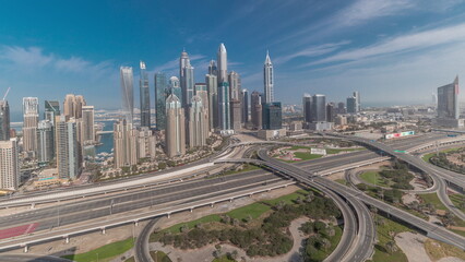 Naklejka na ściany i meble Dubai Marina highway intersection spaghetti junction timelapse