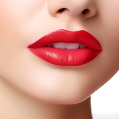 Fototapeta premium Schöne Lippen einer Frau mit rotem Lippenstift